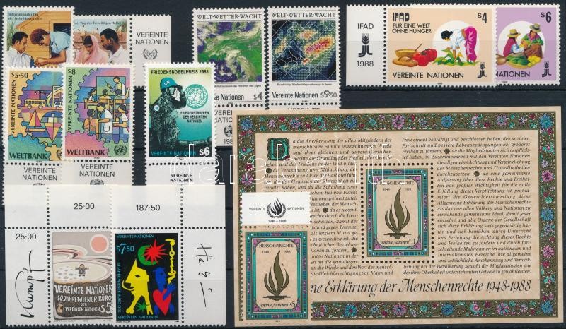 1988-1990 20 diff stamps + set in coupon block of 6 + 1 block, 1988-1990 20 klf bélyeg többségében ívszéliek ívszéli felirattal + szelvényes sor hatostömbökben + 1 blokk 2 stecklapon