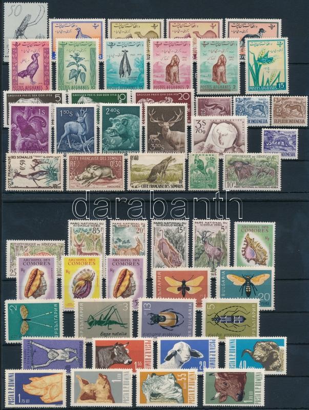 Animals 51 stamps, Állat motívum 51 db bélyeg 2 stecklapon