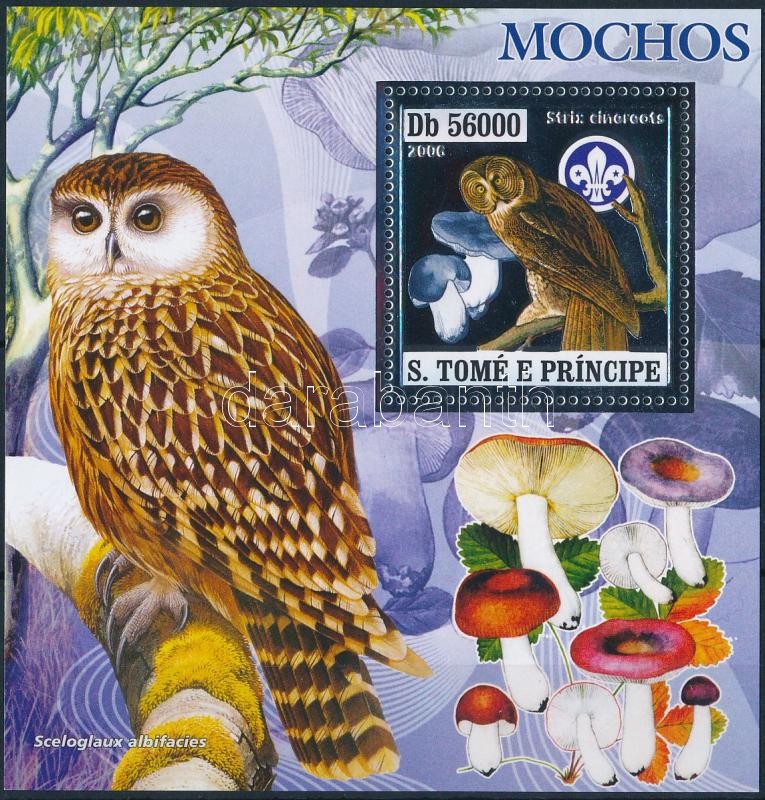Owls and mushrooms silver block, Baglyok és gombák ezüst blokk