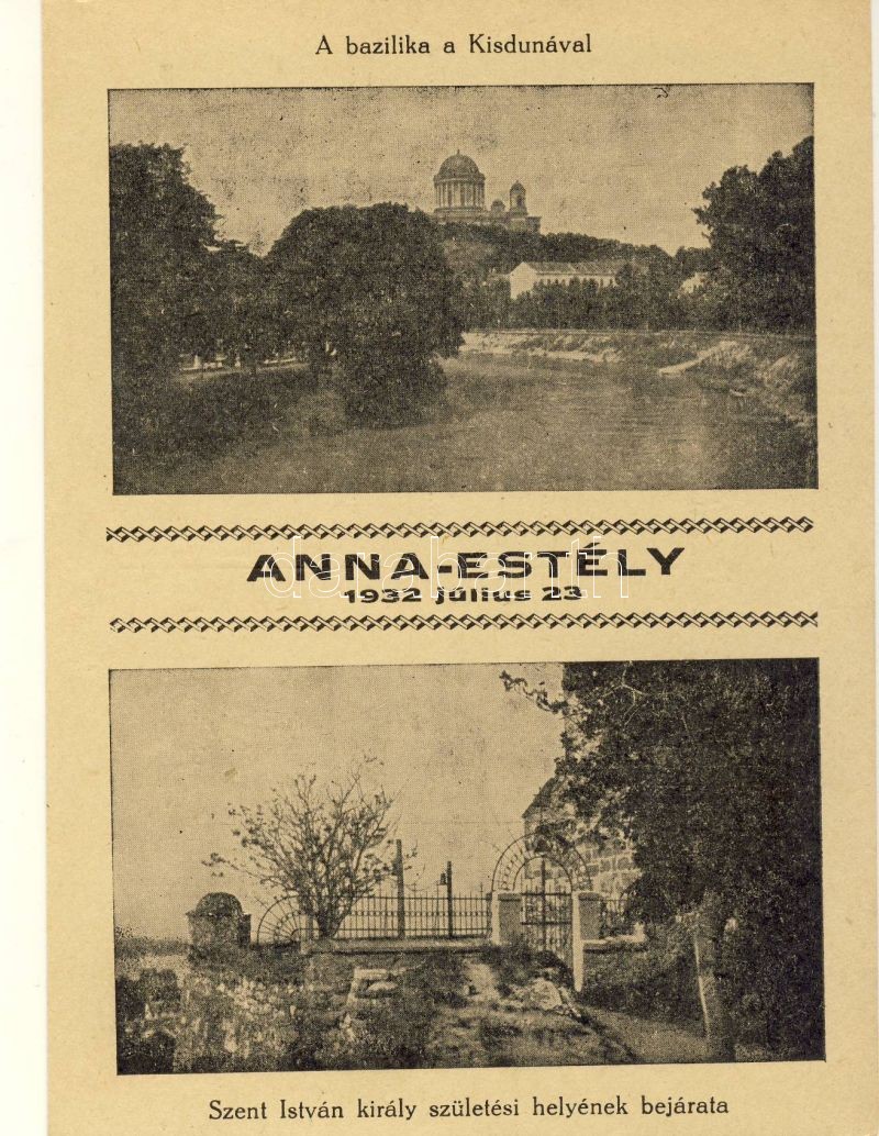 1932 Esztergom, 'Anna Estély' bazilika, Kis-Duna, Szent István király születési helyének bejárata