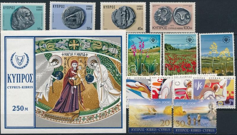 1970-2004 13 diff stamps + block, 1970-2004 13 klf bélyeg + blokk