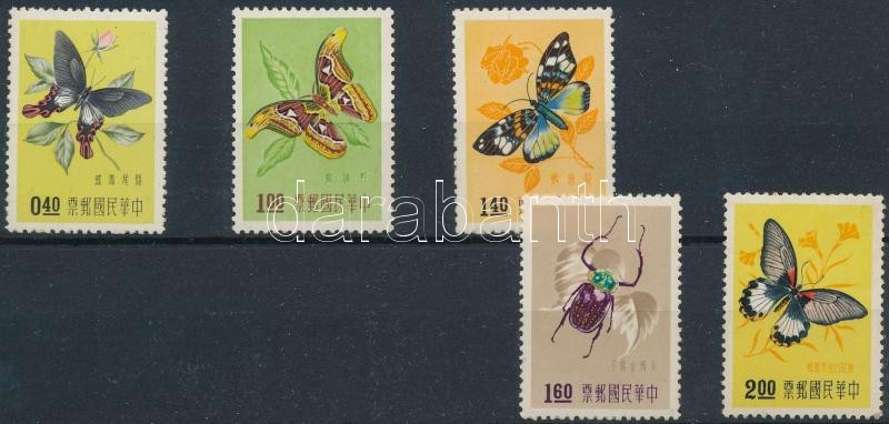 Bogarak és lepkék sor 5 értéke (hiányzik Mi 282), Beetles and butterflies set 5 values (missing Mi 282)