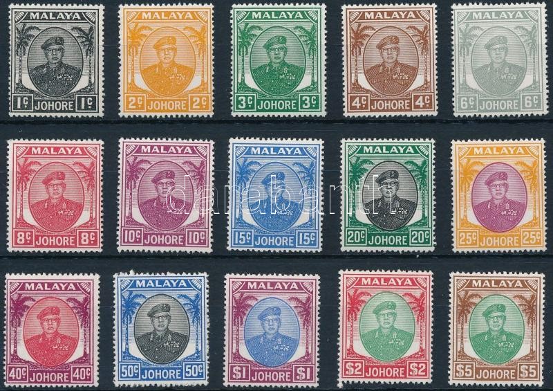Johore Definitive 15 stamps, Johore Forgalmi 15 érték