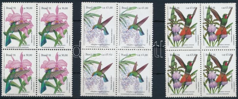Stamp Exhibition BRAPEX '91 set in blocks of 4, Bélyegkiállítás BRAPEX '91 sor 4-es tömbökben