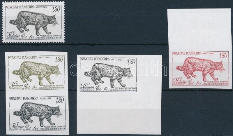 Wild cat stamp + color proof, Vadmacska eredeti bélyeg és színpróbái