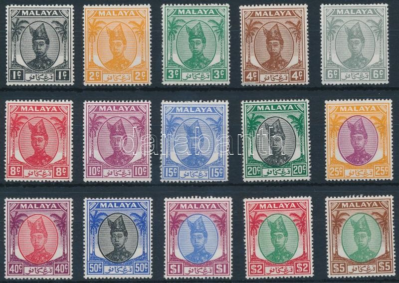 Trengganu Definitive 15 stamps, Trengganu Forgalmi 15 érték