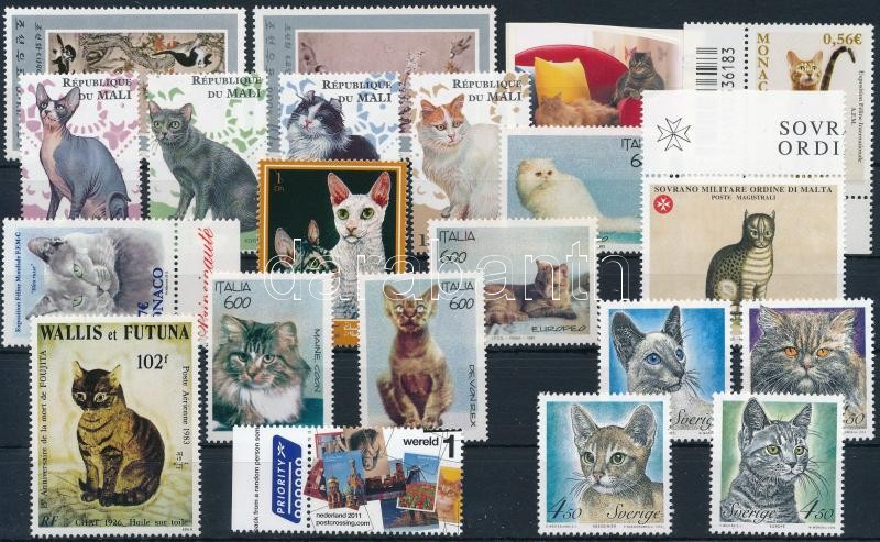 Cats 21 stamps, Macska motívum 21 db bélyeg