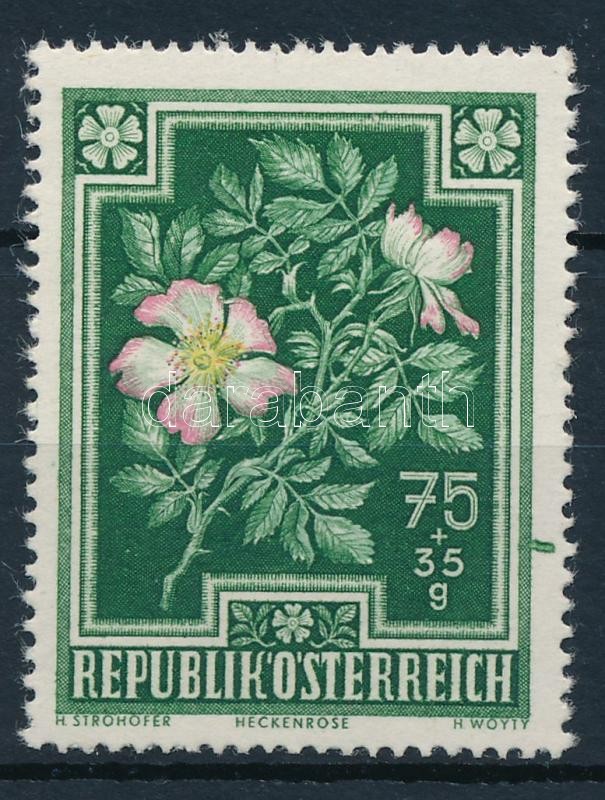 Flowers 75 + 35 g, Virág 75 + 35 g zöld festékcsík a jobb oldali bélyegközben