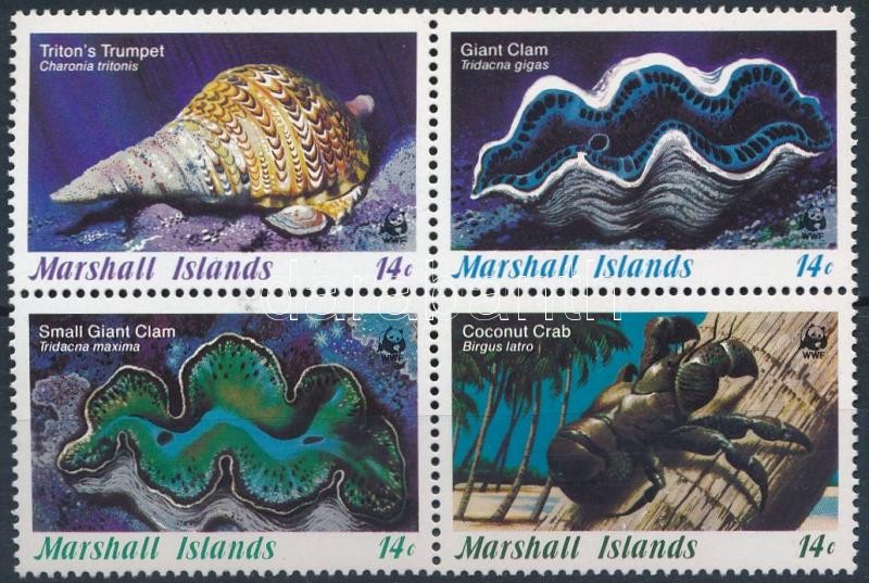 WWF: Shells and snails block of 4, WWF: Kagylók és csigák 4-es tömb