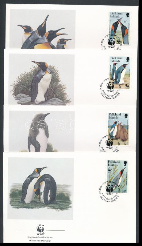 WWF: King Penguin 4 stamps on 4 FDC, WWF: Király pingvin 4 érték 4 db FDC-n