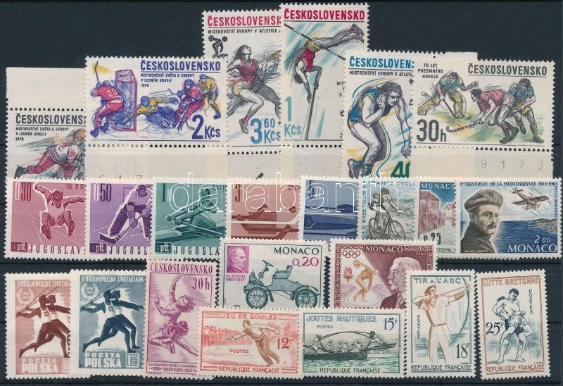 1954-1978 Sport 23 diff stamps with sets, 1954-1978 Sport motívum 23 klf bélyeg, közte sorok, ívszéli értékek
