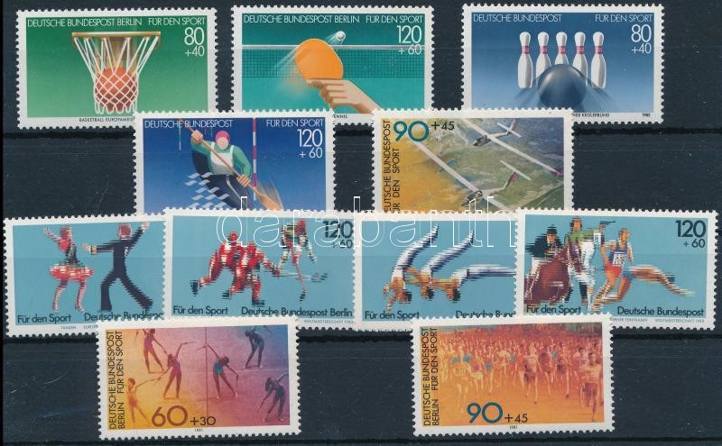 NSZK + Berlin 1981-1985 Sport motívum 11 klf bélyeg, közte sorok, FRG + Berlin 1981-1985 Sport 11 diff stamps with sets