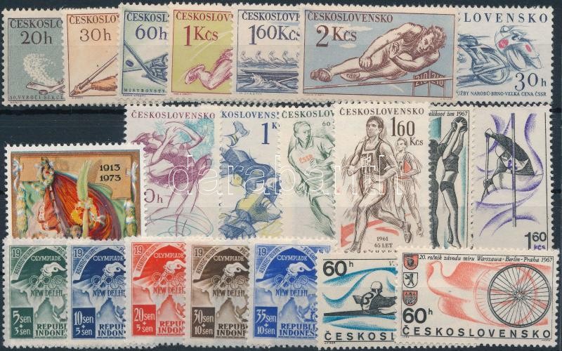 1959-1973 Sport motívum 21 klf bélyeg, közte sorok, 1959-1973 Sport 21 diff stamps with sets