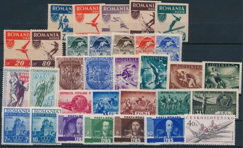 1935-1961  Sport 32 diff stamps with sets, 1935-1961  Sport motívum 32 klf bélyeg, közte sorok, vágott értékek