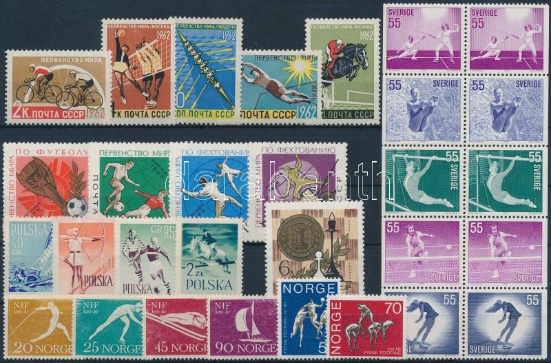 1959-1972 Sport motívum 20 klf bélyeg + 10-es tömb, 1959-1972 Sport 20 diff stamps + block of 10
