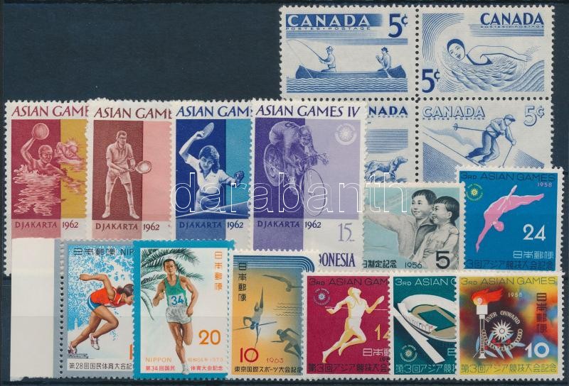 1956-1973 Sport motívum 12 klf bélyeg + 4-es tömb, 1956-1973 Sport 12 diff stamps + block of 4