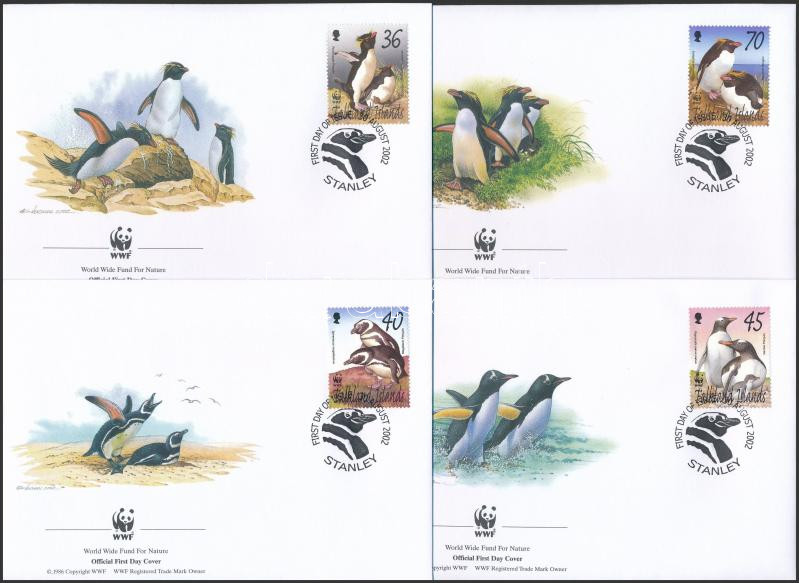 WWF: Penguin set on 4 FDC, WWF: Pingvin sor 4 db FDC-n