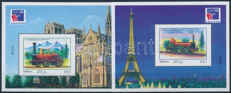 International Stamp Exhibition PHILEXFRANCE'99, Paris: Locomotives block set, Nemzetközi Bélyegkiállítás PHILEXFRANCE '99, Párizs: Mozdonyok blokksor