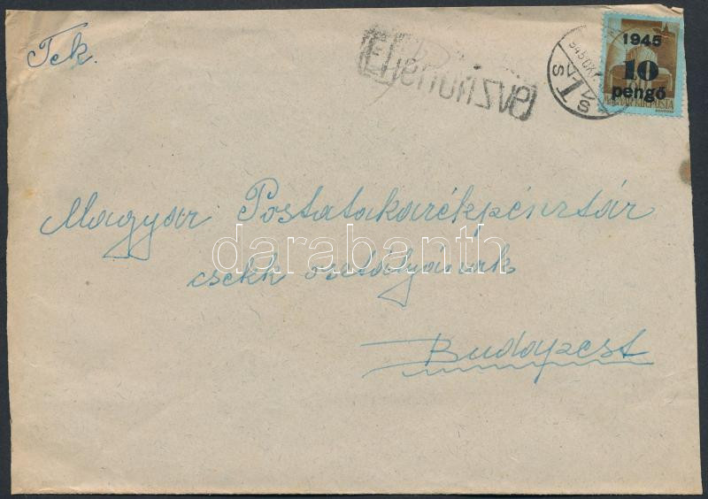 Inflation cover, (3. díjszabás) Cenzúrázott távolsági levél Kisegítő 10P/80f bérmentesítéssel (boríték szétnyitva)