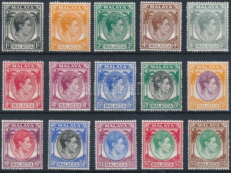 Malakka Definitive 15 diff stamps, Malakka Forgalmi 15 klf érték