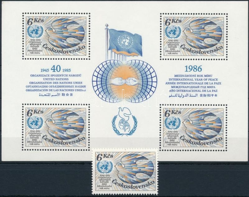 UN stamp + block, ENSZ bélyeg + blokk