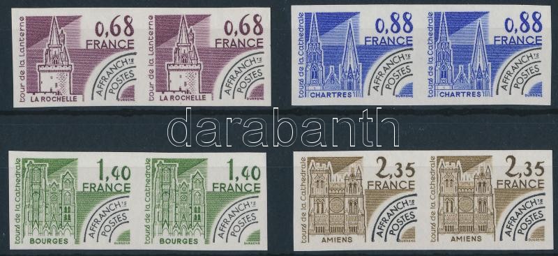 Historic buildings pre-canceled stamps imperf set in pairs, Történelmi épületek előérvénytelenített vágott sor párokban