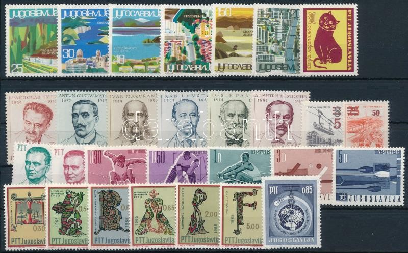 1965-1966 29 klf bélyeg, közte sorok, 1965-1966 29 stamps