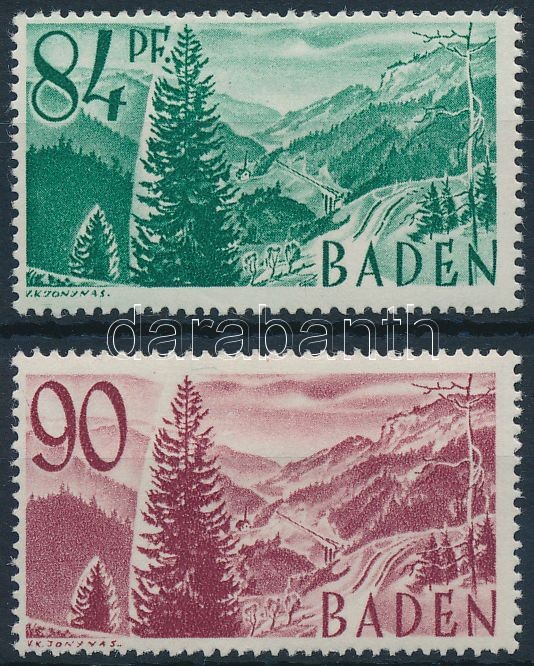 Baden 1947-1948 Forgalmi, vasút, Baden 1947-1948 Definitive, Railway