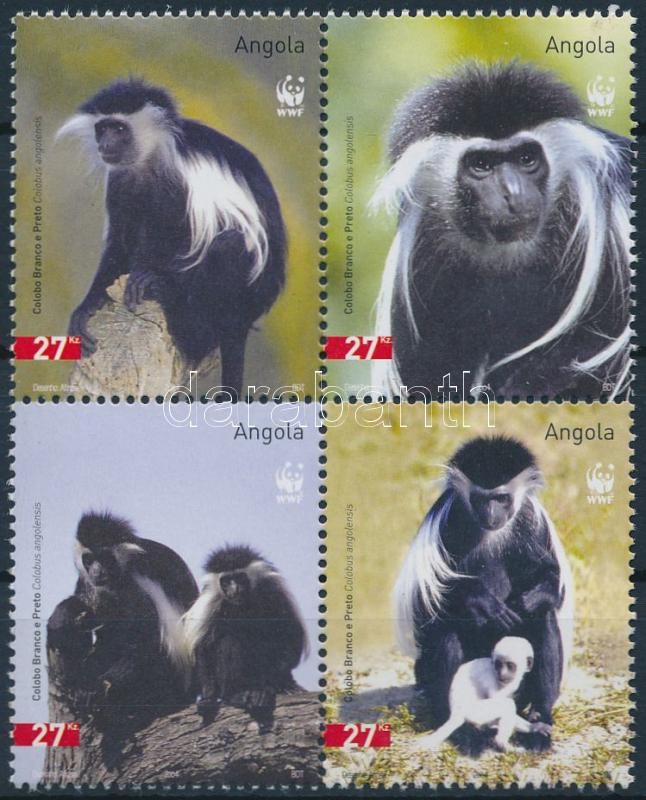 WWF: Colobus monkey set in block of 4, WWF: Colobus majom sor 4-es tömbben