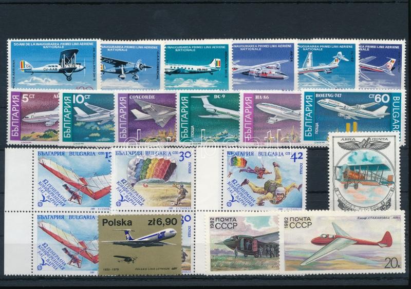 1976-1990 Plane 2 sets + 10 stamps, 1976-1990 Repülő motívum 2 db sor + 10 db önálló érték