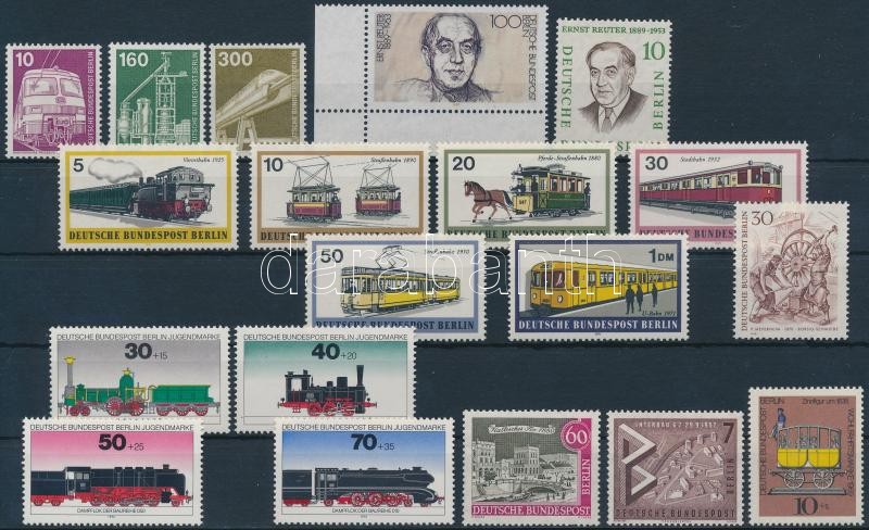 1954-1989 19 diff stamps, 1954-1989 19 klf bélyeg, közte sok Vasút