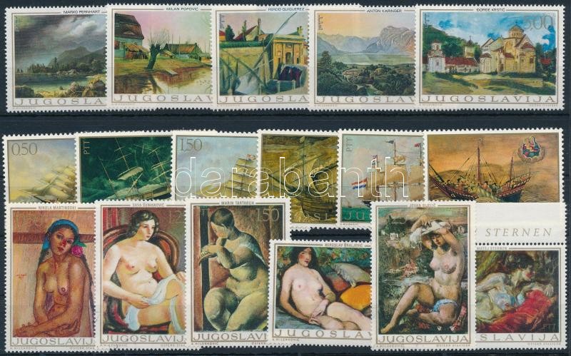 1968-1969 Festmény motívum 17 klf bélyeg, közte sorok, 1968-1969 Paintings 17 stamps