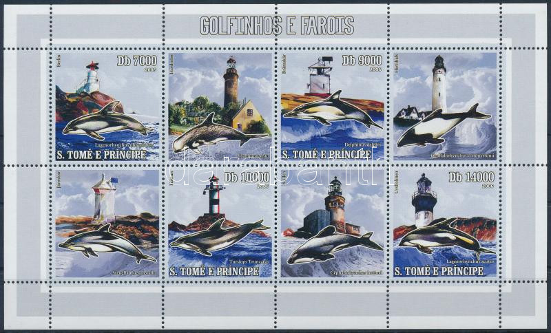 Dolphins and lighthouses minisheet, Delfinek és világítótornyok kisív