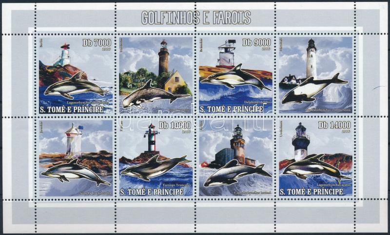 Delfinek és világítótornyok kisív, Dolphins and lighthouses mini sheet