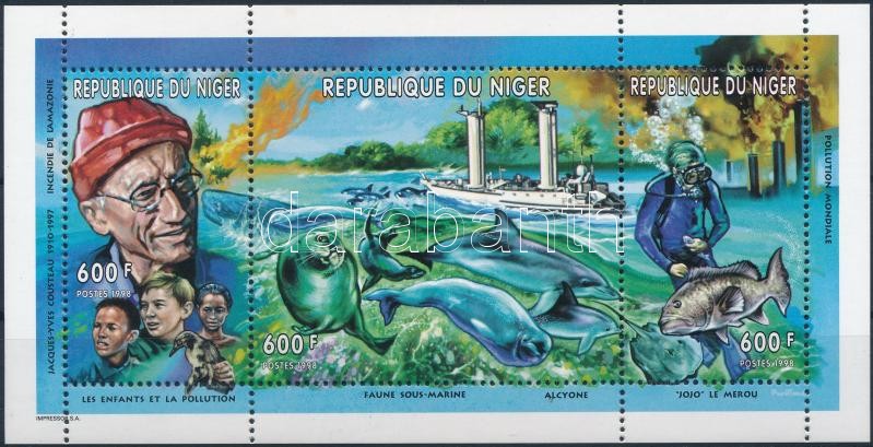 Jacques Cousteau; dolphin mini sheet, Jacques-Yves Cousteau; Delfin kisív