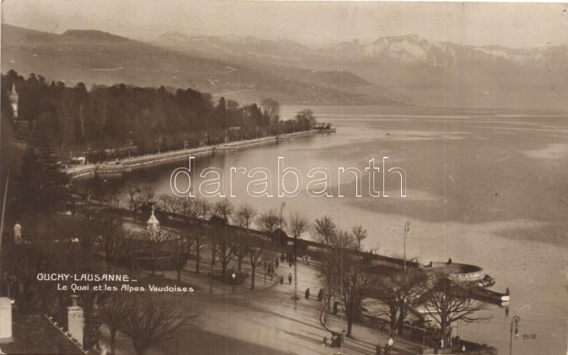 Ouchy-Lausanne, Le Quai et les Alpes Vaudoises / dock, mountains, 'Exposition Nationale Suisse 1914' So. Stpl.