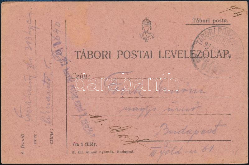 Austria-Hungary Field postcard &quot;M. kir. 313. honvéd gyalog ezred 2. zászlóalj&quot; + &quot;TP 640&quot;, Tábori posta levelezőlap &quot;M. kir. 313. honvéd gyalog ezred 2. zászlóalj&quot; + &quot;TP 640&quot;