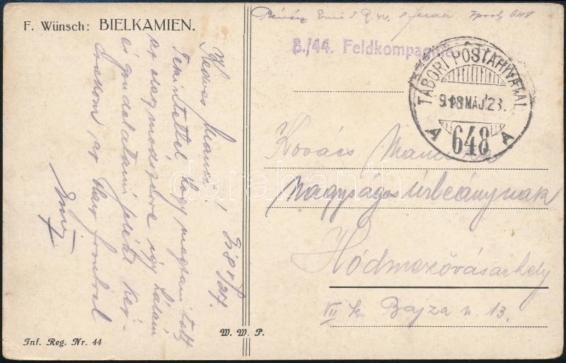 Austria-Hungary Field postcard &quot;B/44 Feldkompagnie&quot; + &quot;TP 648 A&quot;, Tábori posta képeslap &quot;B/44 Feldkompagnie&quot; + &quot;TP 648 A&quot;
