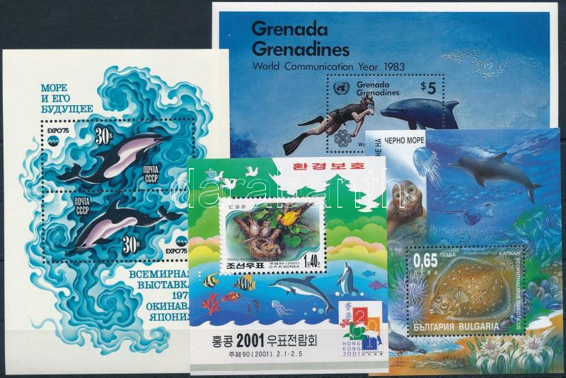 1975-2001 Dolphin 4 blocks, 1975-2001 Delfin motívum 4 klf blokk