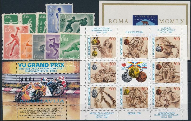 Olimpia motívum 1969-1989 2 klf blokk + 1 sor + 3 klf önálló érték + 1 kisív, Olympics 1969-1989 2 blocks + 1 set + 3 stamps + 1 mini sheet