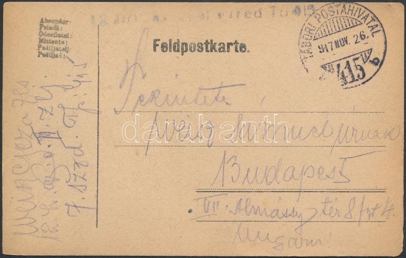 Austria-Hungary Field postcard, Tábori posta levelezőlap &quot;TP 415 b&quot;