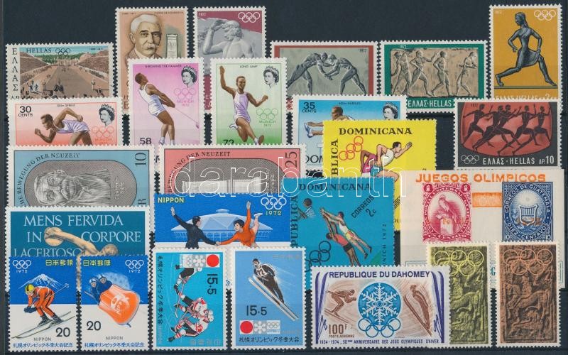 Olympics 30 stamps and 3 blocks, Olimpia motívum 30 klf bélyeg és 3 blokk 2 stecklapon