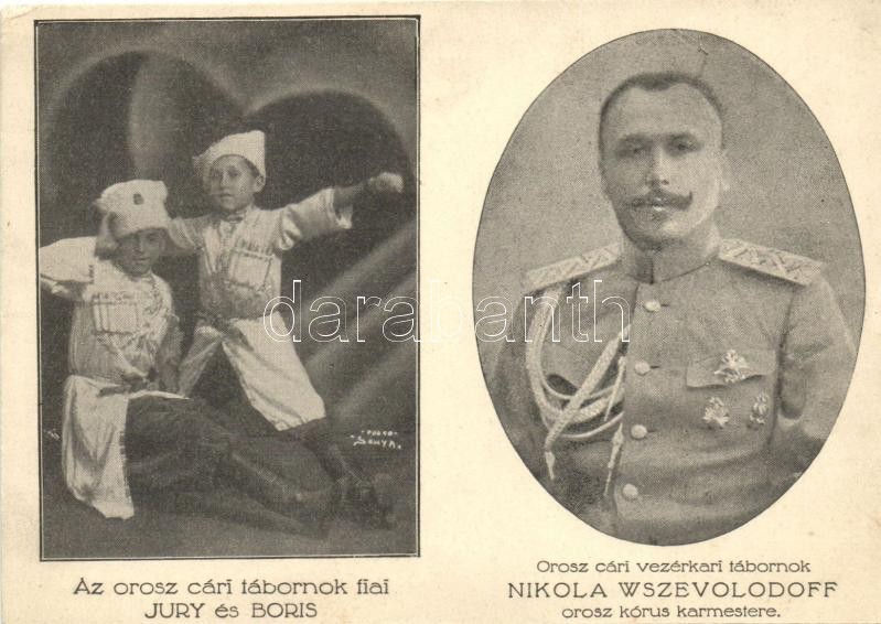 Orosz vezérkari tábornok Nikola Wszevoldoff és fiai Jurij és Borisz, Russian general and his sons