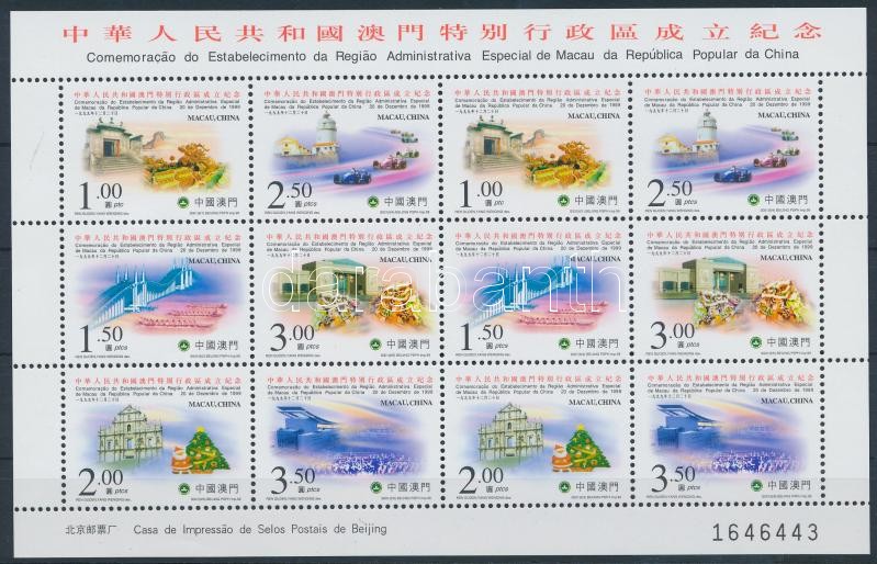 Specific areas of government, Macao minisheet, Különleges kormányzati övezet, Makao kisív