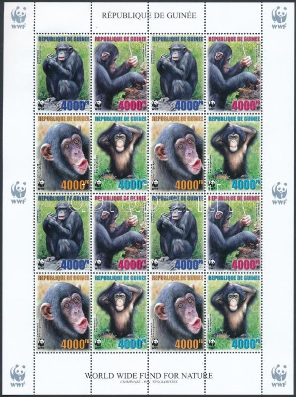 WWF: Csimpánz kisív, WWF: Chimpanzee minisheet