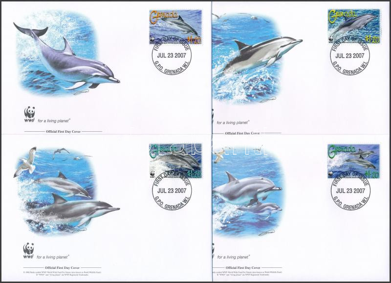 WWF: Dolphin set on 4 FDC, WWF: Delfin sor 4 db FDC-n