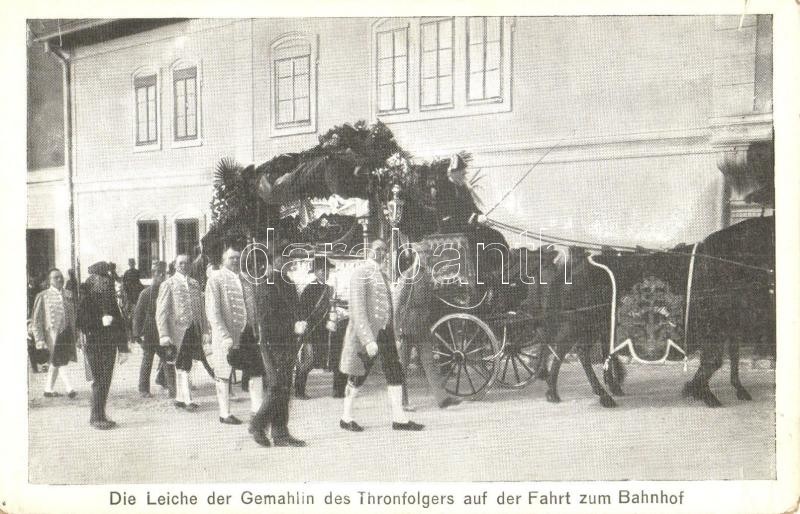 Die Leiche der Gemahlin des Thronfolgers auf der Fahrt zum Bahnhof / Franz Ferdinand and his wife's funeral, Ferenc Ferdinánd temetése; a trónörökös feleségének testét az állomásra viszik