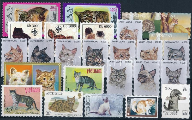 Cats 26 stamps, Macska motívum 26 klf bélyeg