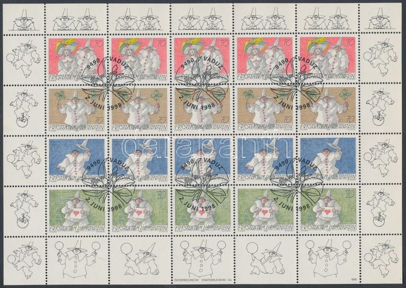 Greeting stamps mini sheet with first day cancellation, Üdvözlő bélyegek kisív elsőnapi alkalmi bélyegzéssel