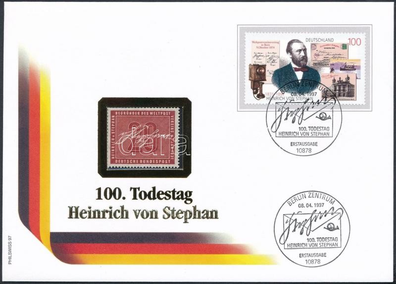Heinrich v. Stephan ablakos FDC, benne Mi 227** postatiszta bélyeg, Heinrich v. Stephan FDC, with Mi 227